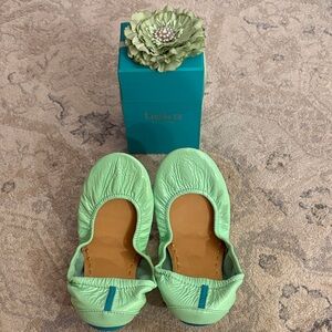 Tieks Light Green Leather Flats